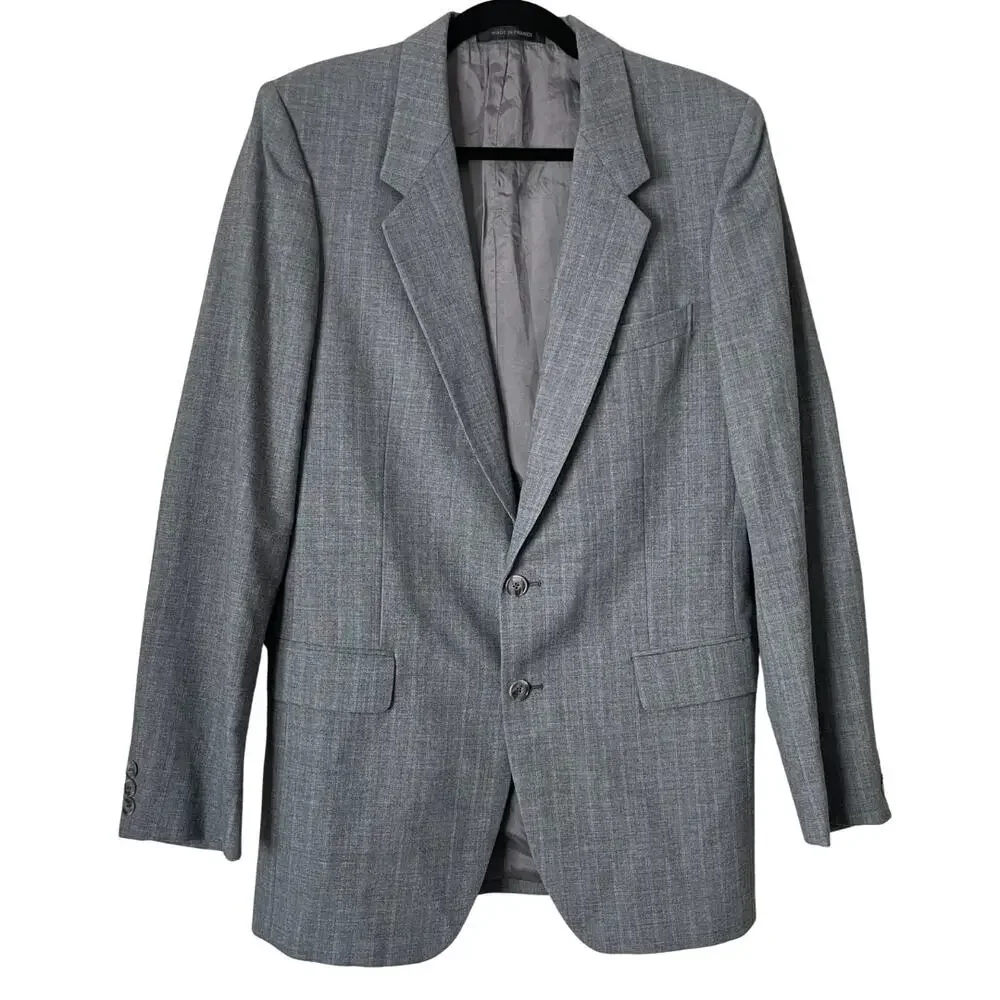 Vintage Yves Saint Laurent Blazer Mens 40 Gray Single Breasted Luxury Preppy